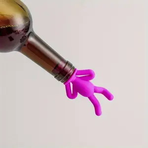 1pc Handstand Wine Stopper，Creative Silicone Figurin-shaped Sealed Fresh-keeping Bottle Caps, Inverted Bottle Stopper for Restaurant Red Wine and Champagne, Creative Silicone Figurine Shaped Sealed and Fresh-keeping Bottle Cap