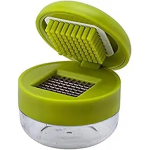 Garlic Press and Chopper with Storage Container, Stainless Steel Blades, Green, Cooking Utensils, Kitchen Utensils