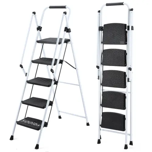White+ABS+Rubber+Steel (Q235)+5-step ladder