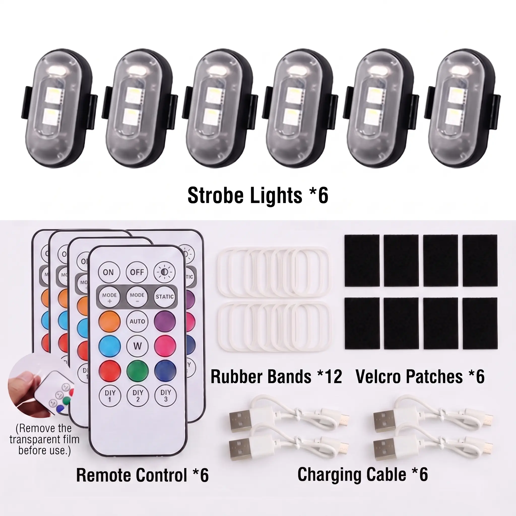 RGB Led Aircraft Strobe Light Remote Wireless Motorcycle Flash Light Warning Lights for   Bike Car Multifunctional-YY2