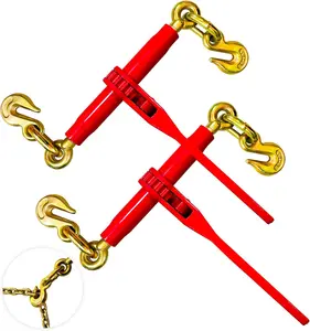 Chain Binders Ratcheting 3/8" - 1/2" | Adjustable Load Binder with G70 Grab Hooks for 3/8-1/2 Chains | 9,200 Lbs Working Load Limit