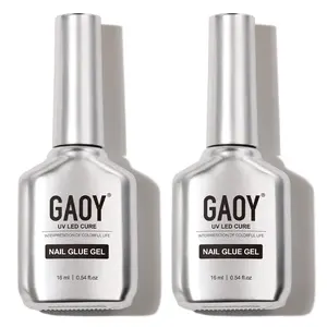 GAOY 2Pcs 16ml Gel Nail Glue, Glue Gel for Acrylic Nails Tips, 2 in 1 Nail Glue and Base Gel, Nail Lamp Needed