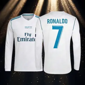 17 18 7 Cristiano Ronaldo Home Fan Edition Long-Sleeve Retro Soccer Jersey