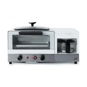 212 MAIN SPT BM-1120W Compact Modern All-in-1 3-in-1 Breakfast Maker - Stainless Steel, White, Multi-Use Toaster Oven, Household Kitchen Appliance