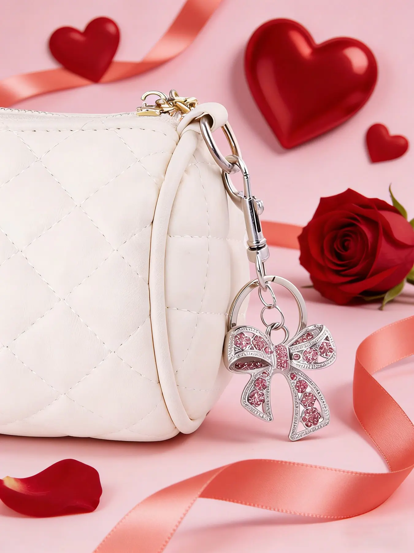 Valentine's Day personalized, niche, elegant bow keychain, Cute Keychains, cute accessories, exquisite gifts for ladies, trendy and versatile bag pendants, Keychain For Purse, keychain pendants are suitable as gifts for girlfriends on Valentine's Day