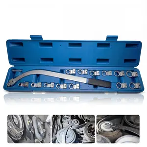 15PCS Universal Belt Tensioner Pulley Removal Tool Kit, Serpentine Belt Wrench Set for Engine Timing, Nut Bolt Screw Remover