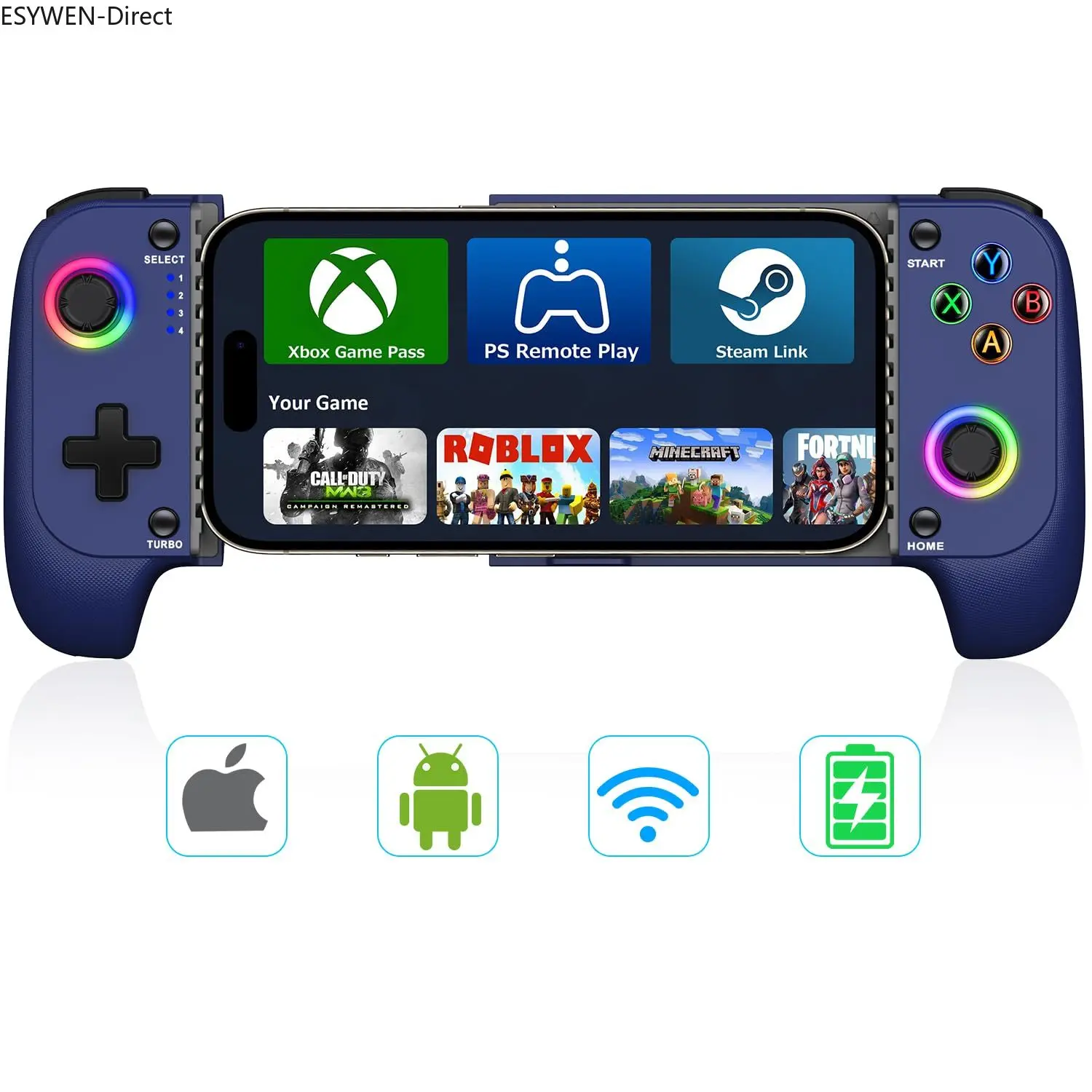 Gamtoure Portable Handheld Wireless Game Controller for iPhone/Android with Hall Effect Joysticks, Light & Ergonomic Tech Gadget Gaming Accessory - Suitable for Cloud Gaming, PUBG, Teen Boy Gifts