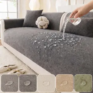 Waterproof Couch Cover for Couches & Sectionals, 1pc Spill-Proof Sofa Cover, Dustproof Sofa Slipcover, Pet-Friendly Anti-Slip Sofa Pad, Soft Plush Seat Protector for Living Rooms, Machine Washable Furniture Protector