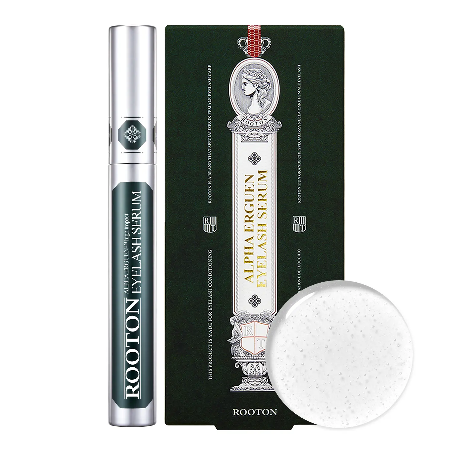 [ROOTON Official Store] Alpha Erguen Eyelash Serum 0.16 fl.oz (5ml) – Women Vegan Lash Growth Serum for 40% Length Increase, Lash Strengthening & Fall Prevention with Peptides & Caffeine Complex