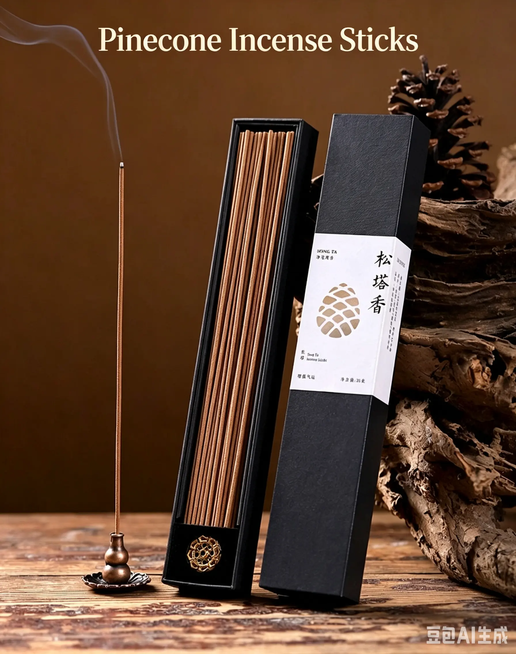 60PCS Pure batanical Pinecone incense sticks No chemical,No essential oil,No sybthetic additives, pet friendly