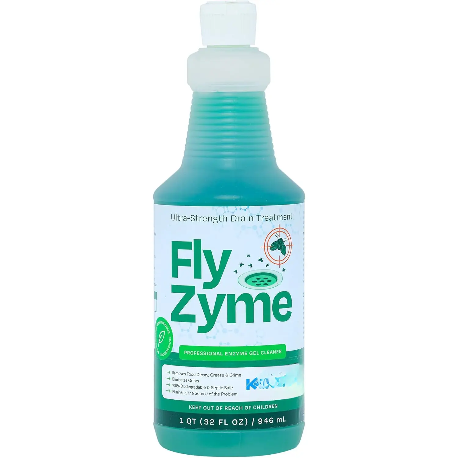 Fly-Zyme, Highly Concentrated Enzyme Drain Cleaner for Pipes, Drain Gel for Fruit Flies,   Degrader & Odor Neutralizer, 32 fl oz