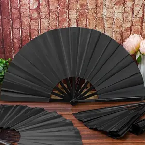 Solid Color Chinese Style Foldable Hand Fan, Portable Handheld Mini Fan for Summer, Home Decor Supplies for Living Room Bedroom, Folding Fan, Decorations Supplies, Decoration Items, Home Goods, Black, Decorating, Traditional, Collapsible