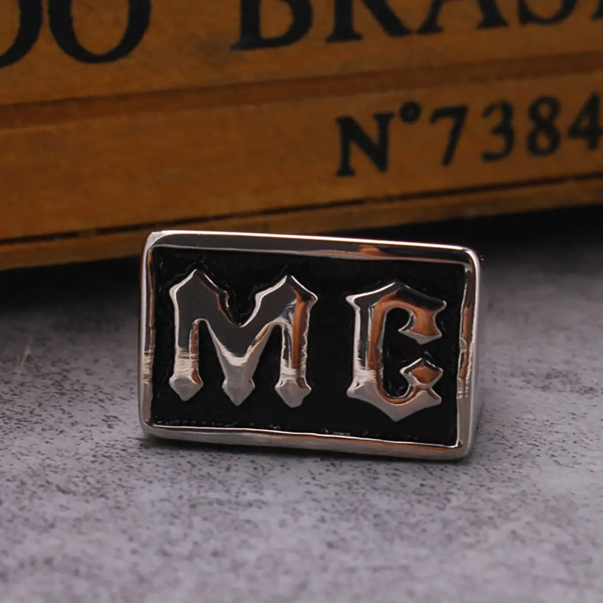 Punk Retro MC Motorcycle Knight Ring, European-American Style, Simple Domineering Niche Letter Ring, Rings