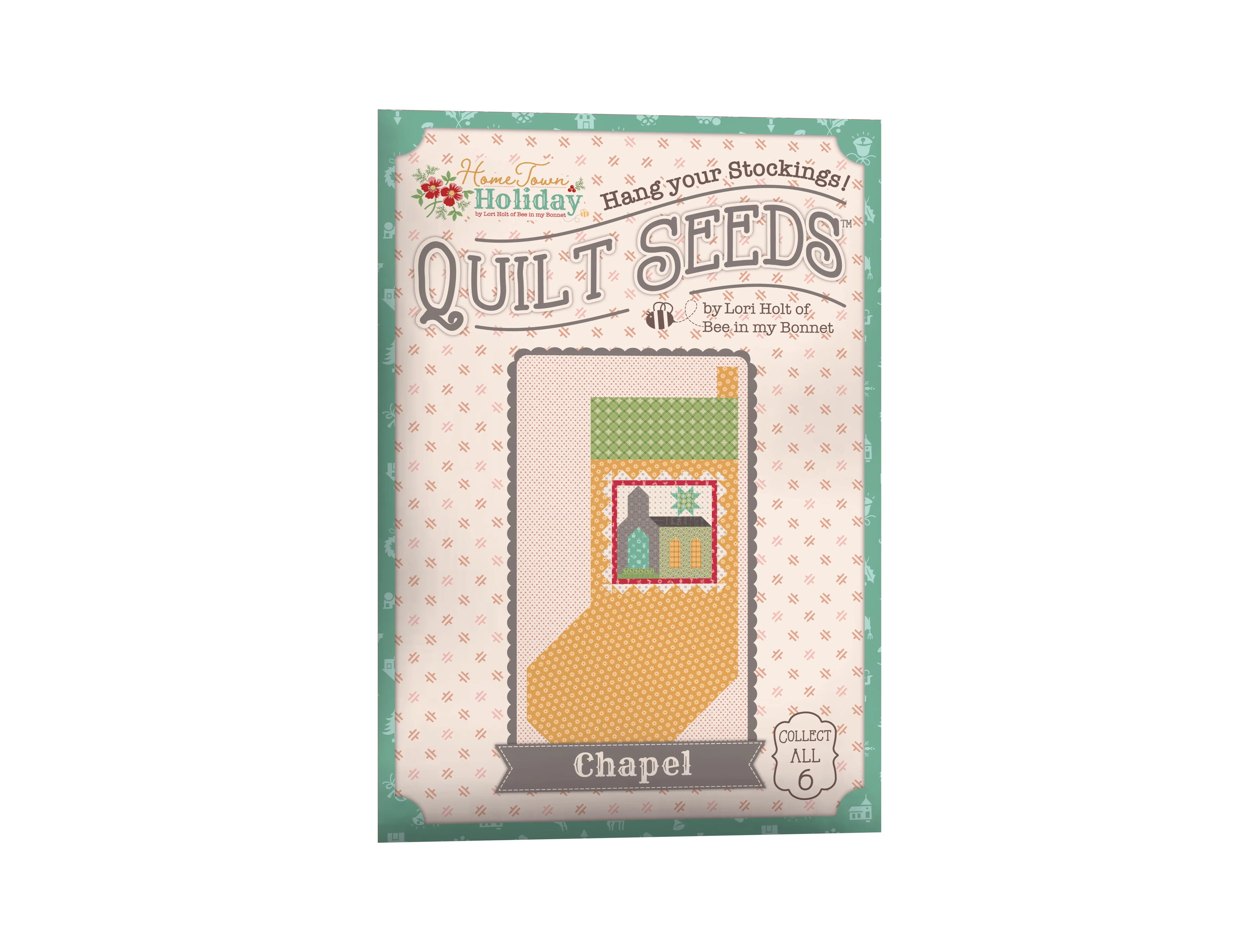 Home Town Holiday | Quilt Seeds Stocking No. 5 - Chapel | Quilt Block Pattern 22" x 40"