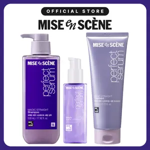 Perfect Magic Straight Anti-frizz Hair Care Trio | Mise En Scène | for Sleek & Straight Hair Styling | Magic Striaght Serum (2.71 fl oz) + Shampoo (17.92 fl oz) + Treatment (7.77 fl oz)