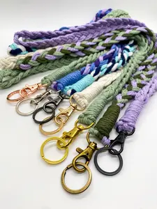 Macrame Lanyard | Custom Made to Order Macrame Braided Badge Holder With Matching Keyring | Made to Order 30+ colors | Teacher/Nurse Lanyard