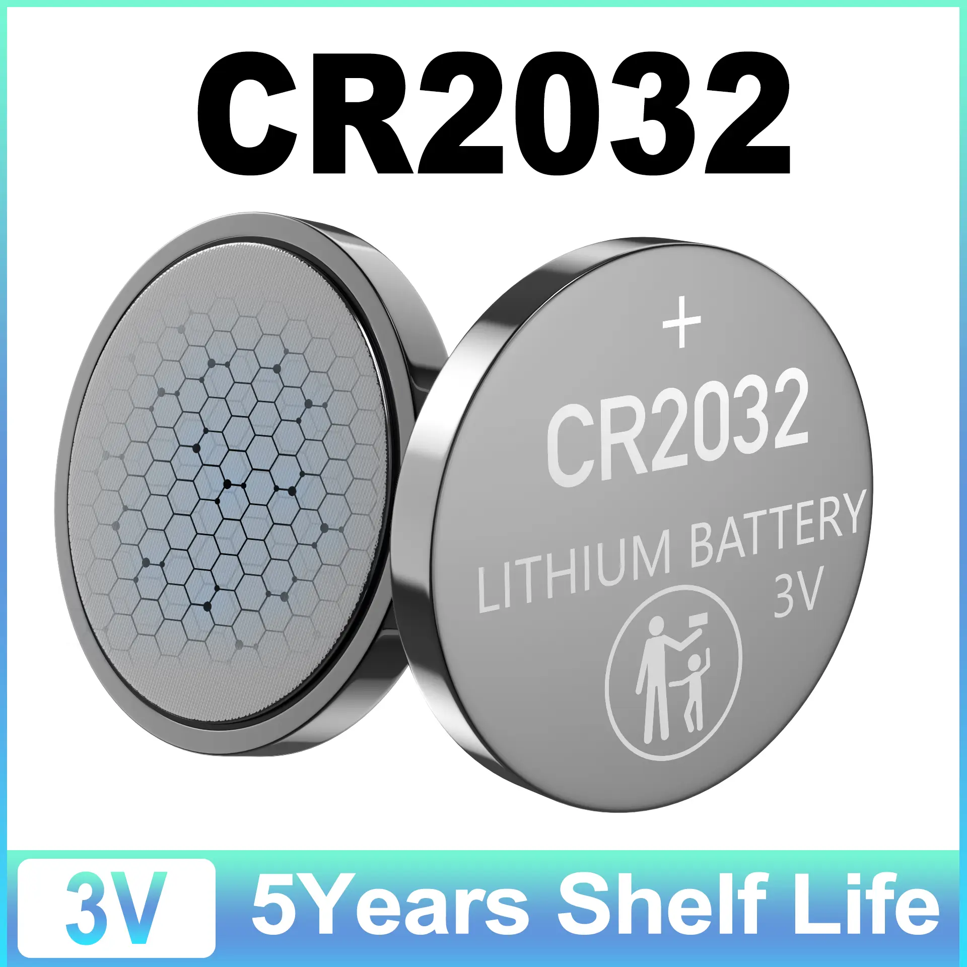 8-Pack CR2032 Lithium Coin Cell Battery, 3 Volt, Long Lasting Power, Mercury-Free  for Key Fobs, Smart Sensors, Scales, Candles