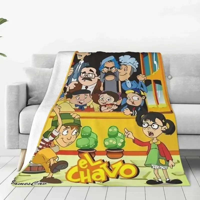 El Chavo Del Ocho Cartoon Flannel Blanket - Ultra Soft, Cozy Warm, Breathable Mexican Themed Throw for Bedroom Couch, Ideal Gift for Fans, Winter Travel & Home Decor, Cartoon Blankets, Flannel Blankets