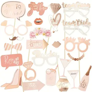25-Piece Fun Creative Photo Props Set, Party Supplies, Party Accessories, Perfect for Weddings, Engagements, Singles Parties, Ideal for Brides, Adds Festive Atmosphere