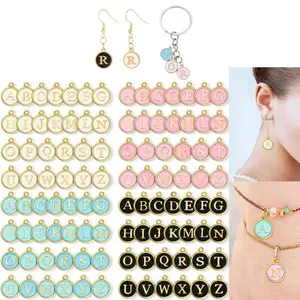 4 Pack Alphabet Charms for Bracelet Drip Oil Letter Accessories Small Pendant Letter Charms for Jewelry Making Fashion Accessories