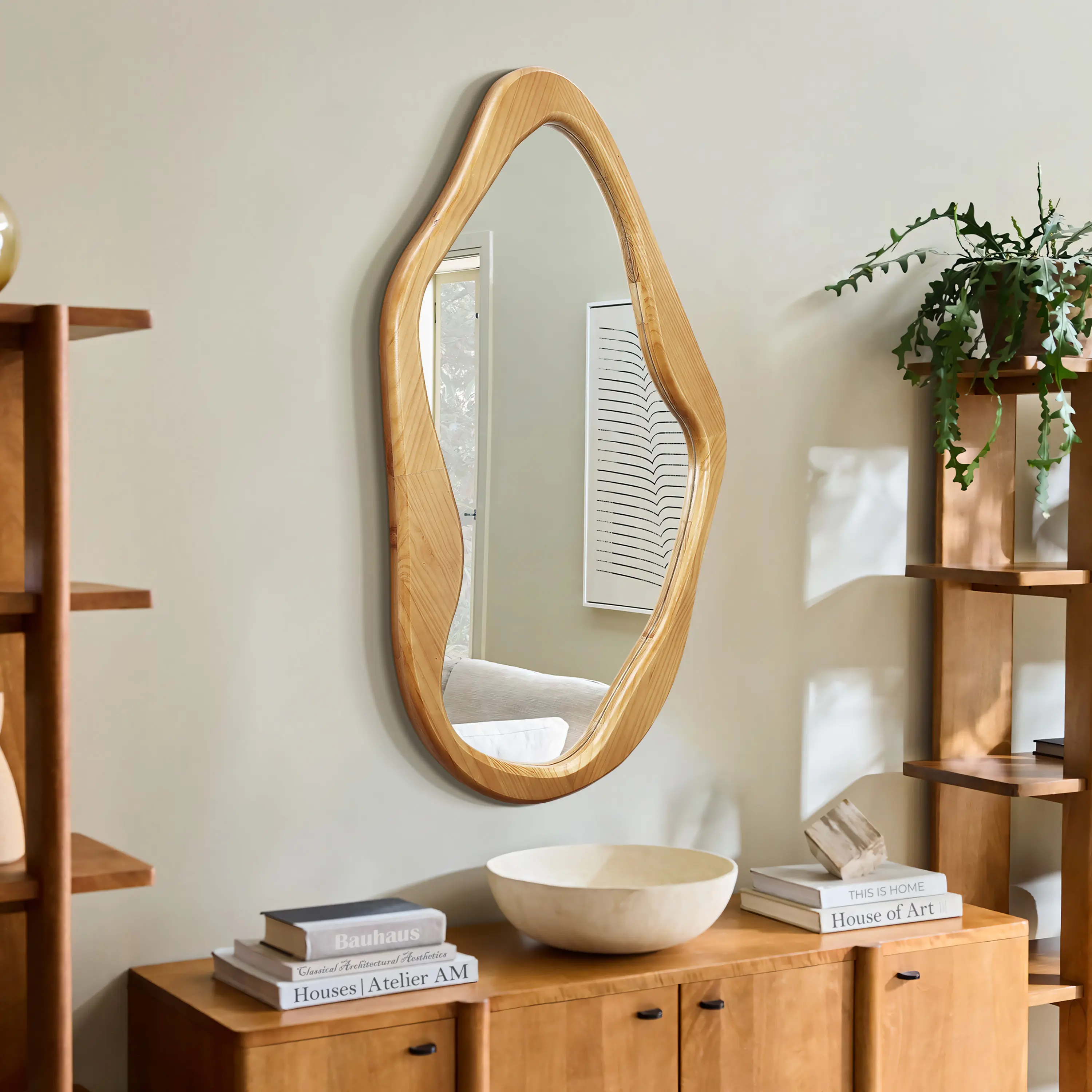 Flow Wood Frame Free Form Wall Mirror