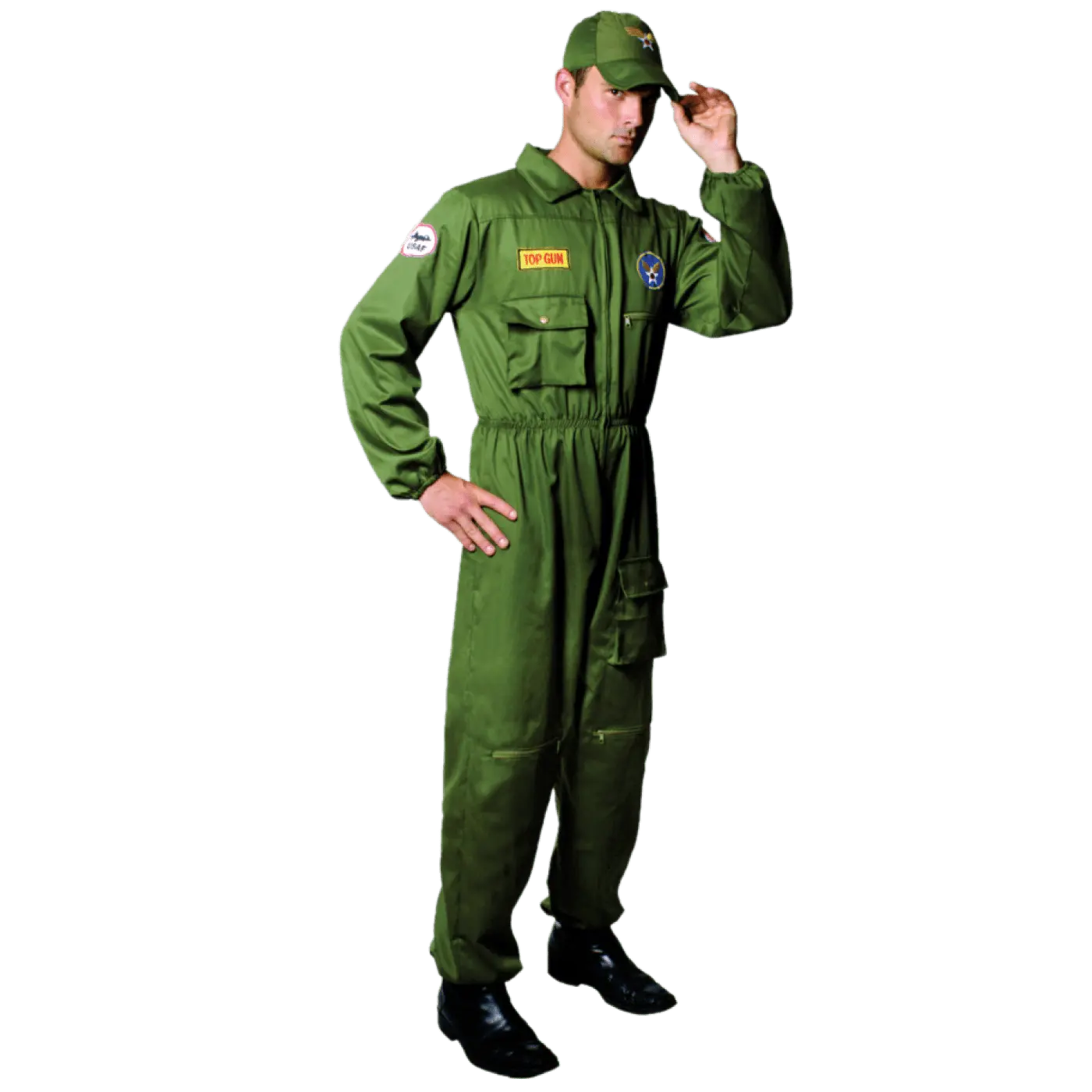 Air Force Pilot Costume For Adults | Olive Green Fighter Pilot Cosplay Suit – Role Play & Career Day Dress Up Outfit For Men