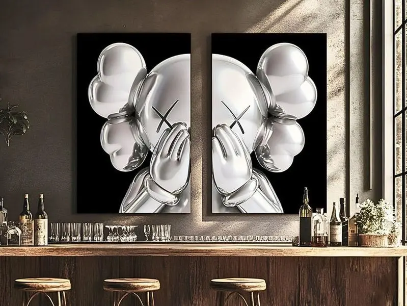 Limited Silver Kaws Collage Poster, Kaws Poster Unframed