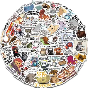 Funny Animal Pattern Sticker, 50pcs/set Waterproof Self Adhesive Decor Paper, Decor Sticker for Gift Greeting Card, Water Bottle, Laptop, Phone, Graphic Decal