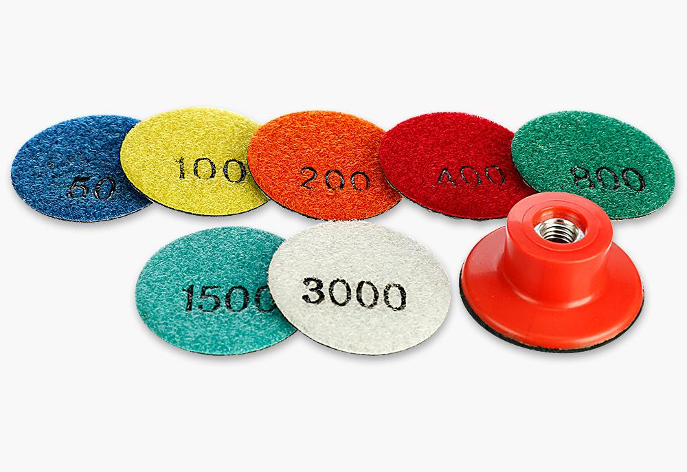 LOZLIN 8PCS/Set 2" Diamond Dry Grinding Pads - Marble Granite & Stone Polishing & Restoration Tools for Angle Grinding Wheel 50-3000 Grit Abrasive Sheets