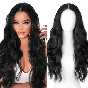 AISI HAIR Synthetic Lace Front Wig Preplucked Hairline Ready to Wear Natural Long Loose Beach Wave 26 Inch Wavy Wigs for Women