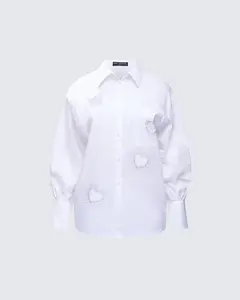 Rafaela White Heart Diamante Shirt