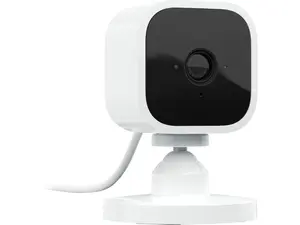 Blink Mini Compact indoor plug-in smart security camera 1080 HD video motion detection Works with Alexa – 1 camera White