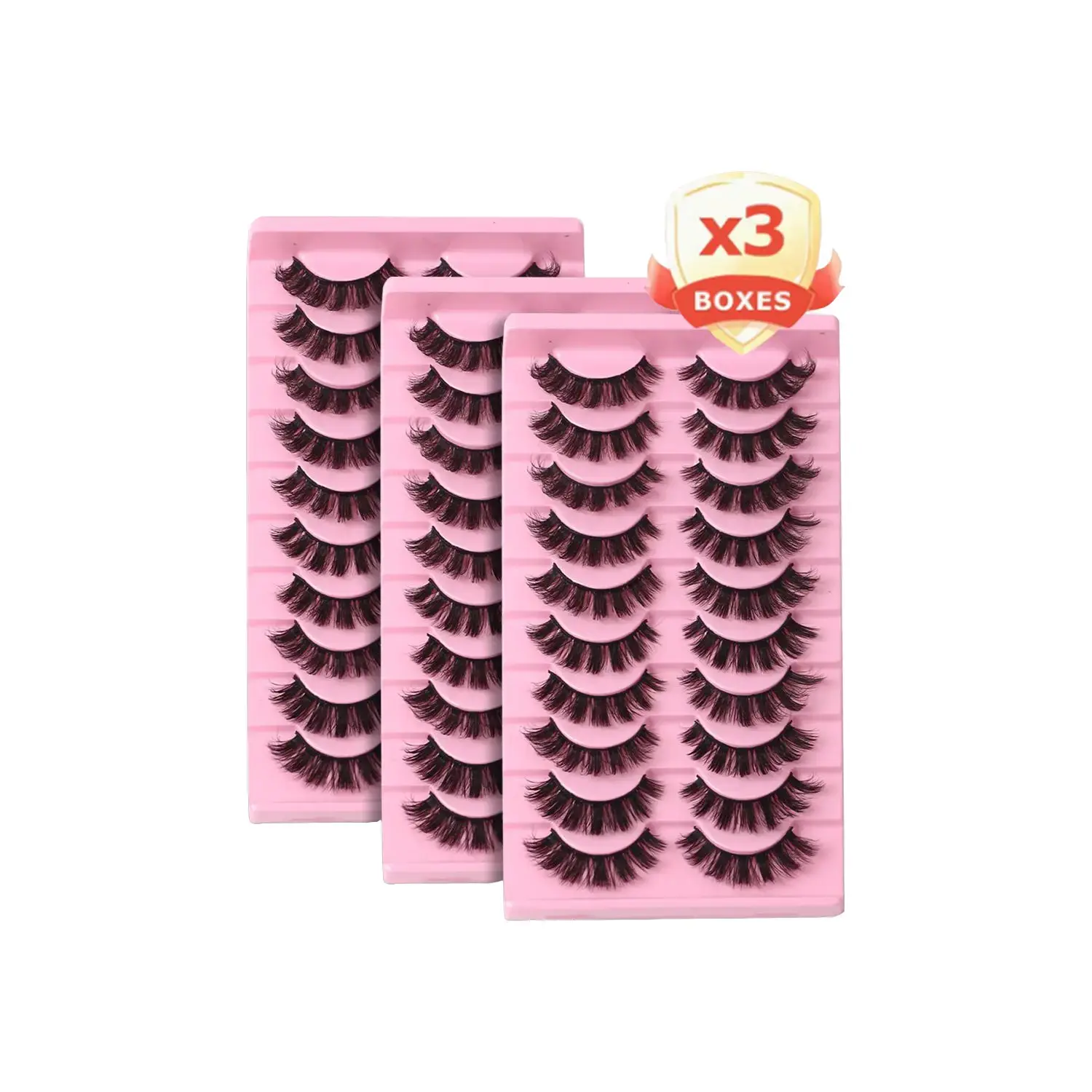 30 Pairs Ultra-Soft Cat Eye False Eyelashes, Eye End Elongated 5D Thick Curly Lashes, 3D Fluffy Volume Faux Mink Lashes, D Curl Dramatic Fake Lashes, Lightweight Comfortable No Irritation Lashes for Daily, Party, Stage & Halloween Makeup, 3 Boxes