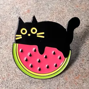Black Watermelon Cat Enamel Pin