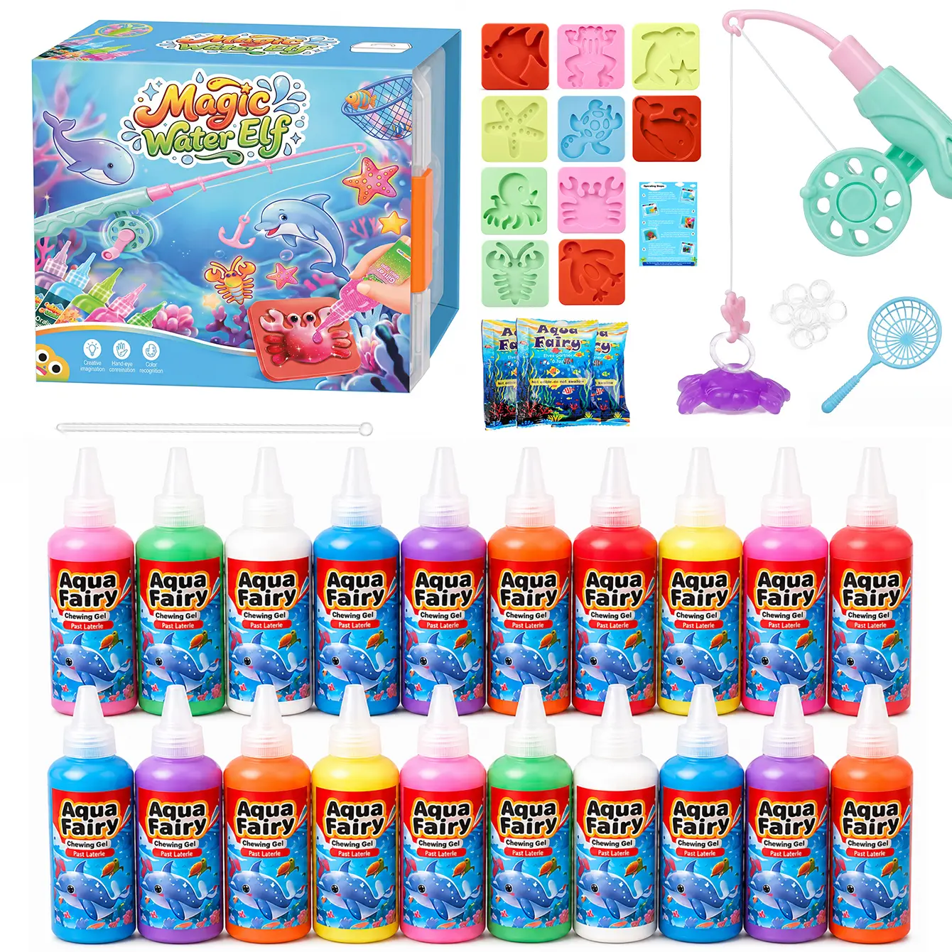 Magic Water Elf DIY Craft Kit, Kids Aqua Gel Toy Set with Fishing Rod, Educational Handmade Art Toy Gift