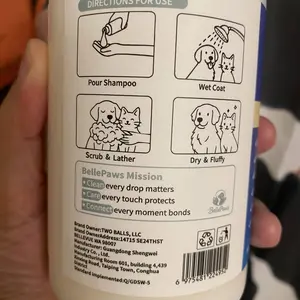 BellePaws 6-in-1 Pet Shampoo for Dogs & Cats, 16.9oz - Gentle Amino Acid Cleanse, Mink Oil Nourishment, Glycerin, Vitamin B6, Peppermint Extract, Antiseptic, Repair Skin Barrier, Deep Clean, Easy Rinse, Coat Shine Enhancement