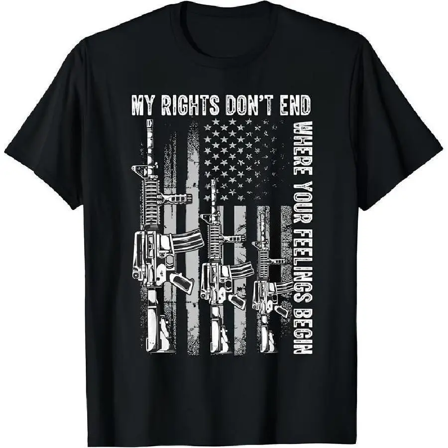 My Rights Don't End Where Your Feelings Begin USA Flag Gun T-Shirt, Graphic Tee, Gift Shirt, Gift for Men