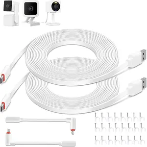 20 FT Camera Extension  for Wyze Cam v3/v4, Wyze Cam Pan v3, Wyze OG, Wyze Cam v3 Pro, Long  USB  (Not for  Cam) - Flat Wyze Camera Cord with L-Shaped Connector(2 Pack)