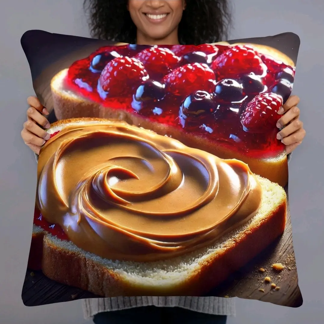 Peanut Butter and Jelly (Standard Throw Pillow) Soft and elegant addition to any room.