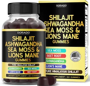 Shilajit Gummies with Sea Moss, Ashwagandha & Lions Mane - (Shilajit Supplement for Men & Women, Energy & Immunity Support ) Third Party Tested, Vegan Safe, NON GMO & Made in USA (60 Gummies)