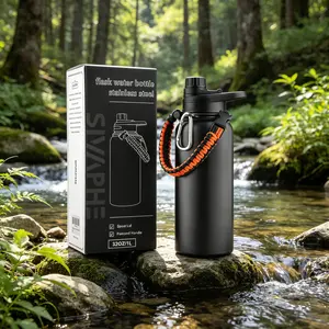SIVAPHE Stainless Steel Insulated Water Bottle 32oz/1L with Durable Paracord Handle & Leak-Proof Spout Lid All-Season Insulation Rust-Resistant BPA-Free for Christmas Hikes & Ski Trips 128  water  bottle outdoorfun
