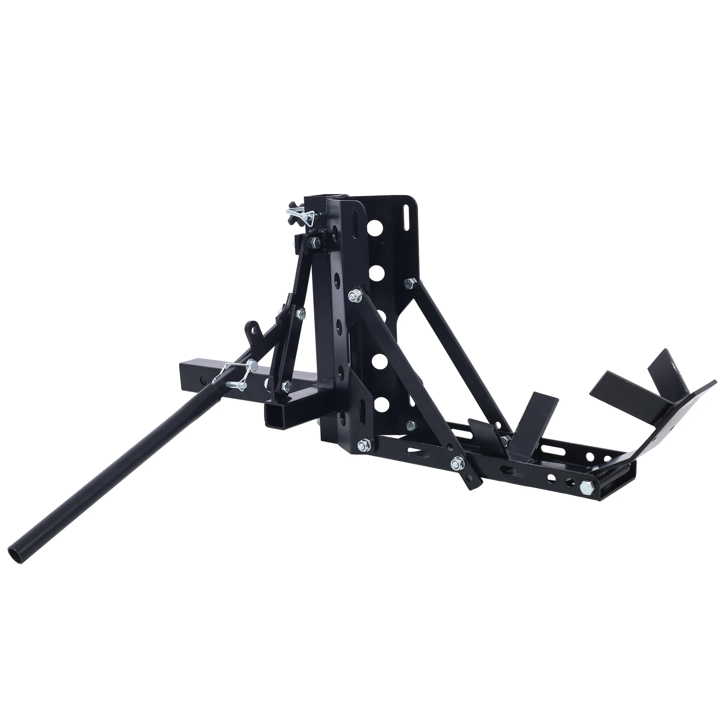Heavy Duty Steel Motorcycle Trailer Hitch Rack Complete Set, 800 lbs Hauler Mount for 2" Receiver, Adjustable Handle, Locking Straps for Bikes & Scooters, Complete Set Of Motorcycle Trailer Hitches, Fits 2" Hitch Receiver