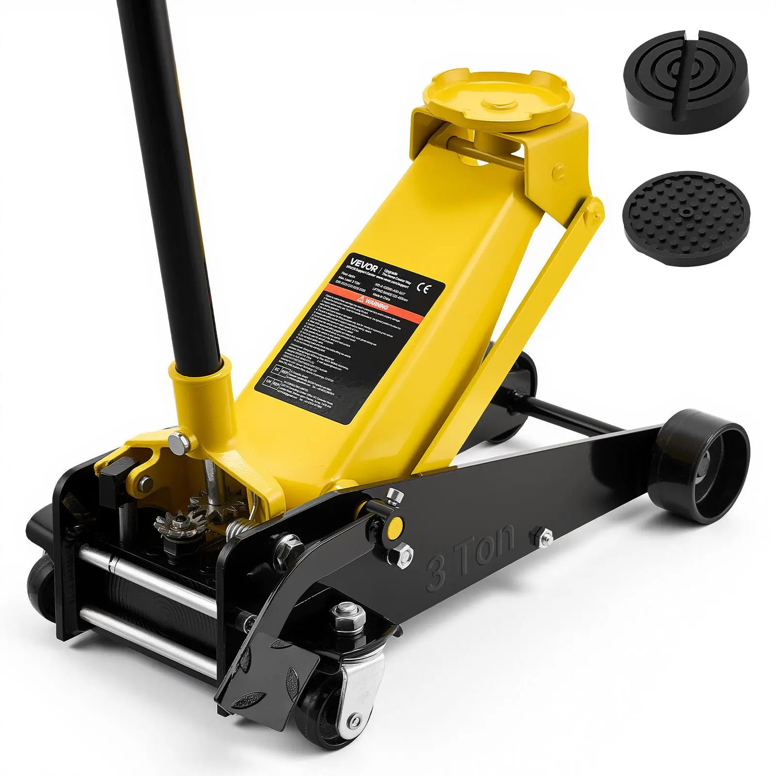 【toolupgrade】VEVOR Heavy Duty Low Profile Steel Racing Floor Jack, 3-Ton (6614 lbs) Capacity with Single Piston Quick Lift Pump, Foot Pedal Control, Swivel Casters, SUV Adapter, Hydraulic Trolley Auto Repair Tool for SUVs/Pickups, 5.1"-19.7" Lifting Range