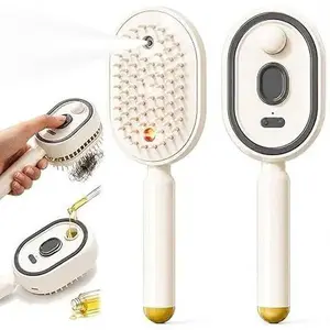 3-in-1 Electric Spray Air Cushion Massage Comb – Self-Cleaning, Anti-Tangle, Anti-Static, Volumizing Hair Brush with Essential Oil Mist Aromatherapy for Hair Care