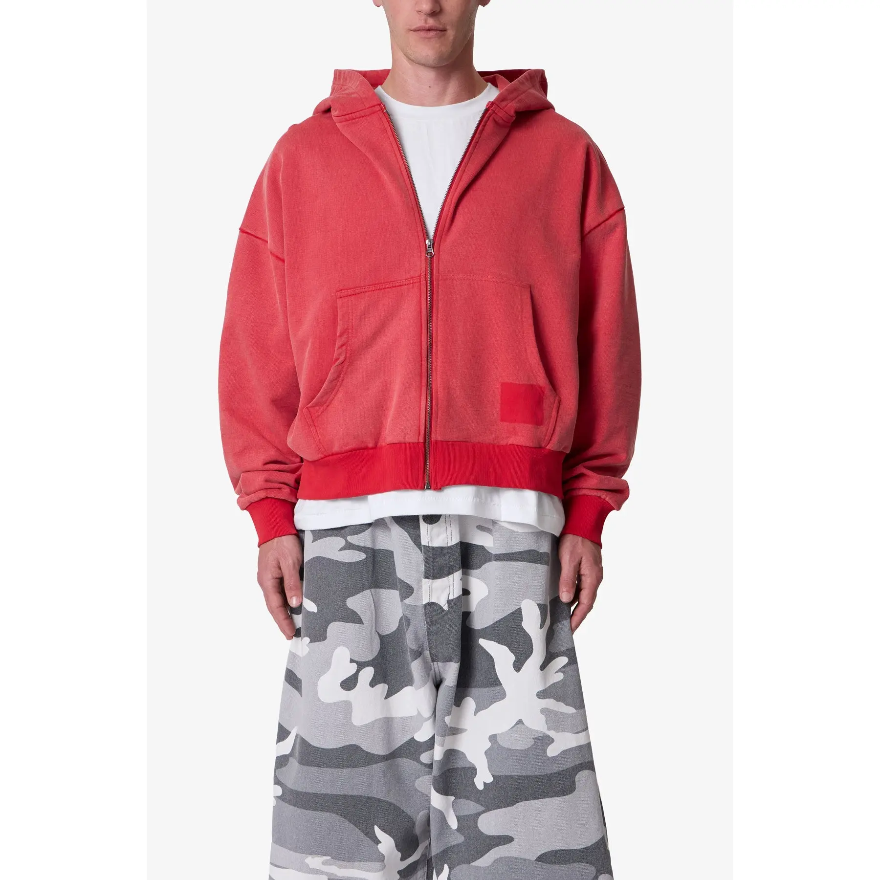 mnml Vintage Zip Up Hoodie - Washed Red