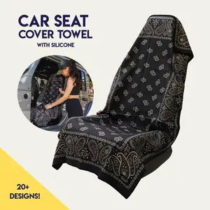 Paisley Probs Car Seat Cover Towel - Silicone-Lined Hood Universal Fit Car Seat Cover Towel for Sweat Protection After Gym, Running, Cycling, Yoga, Beach, Hiking, Fitness Training, and Outdoor Adventures