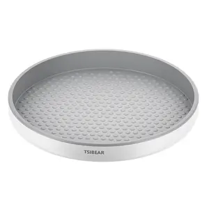 25CM Multi-fuctional Condiment Bottle Storage Tray 360° Rotating Multifunctional Kitchen Organizer for Cabinets Storage Rooms Fridges Tool Hoary