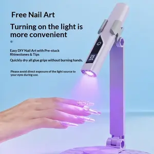 Portable hand-held nail lamp, two-speed timed and fast drying, no black hands, with a base to free hands, screen display timing, USB rechargeable nail dryer, suitable for gel manicure, art manicure
