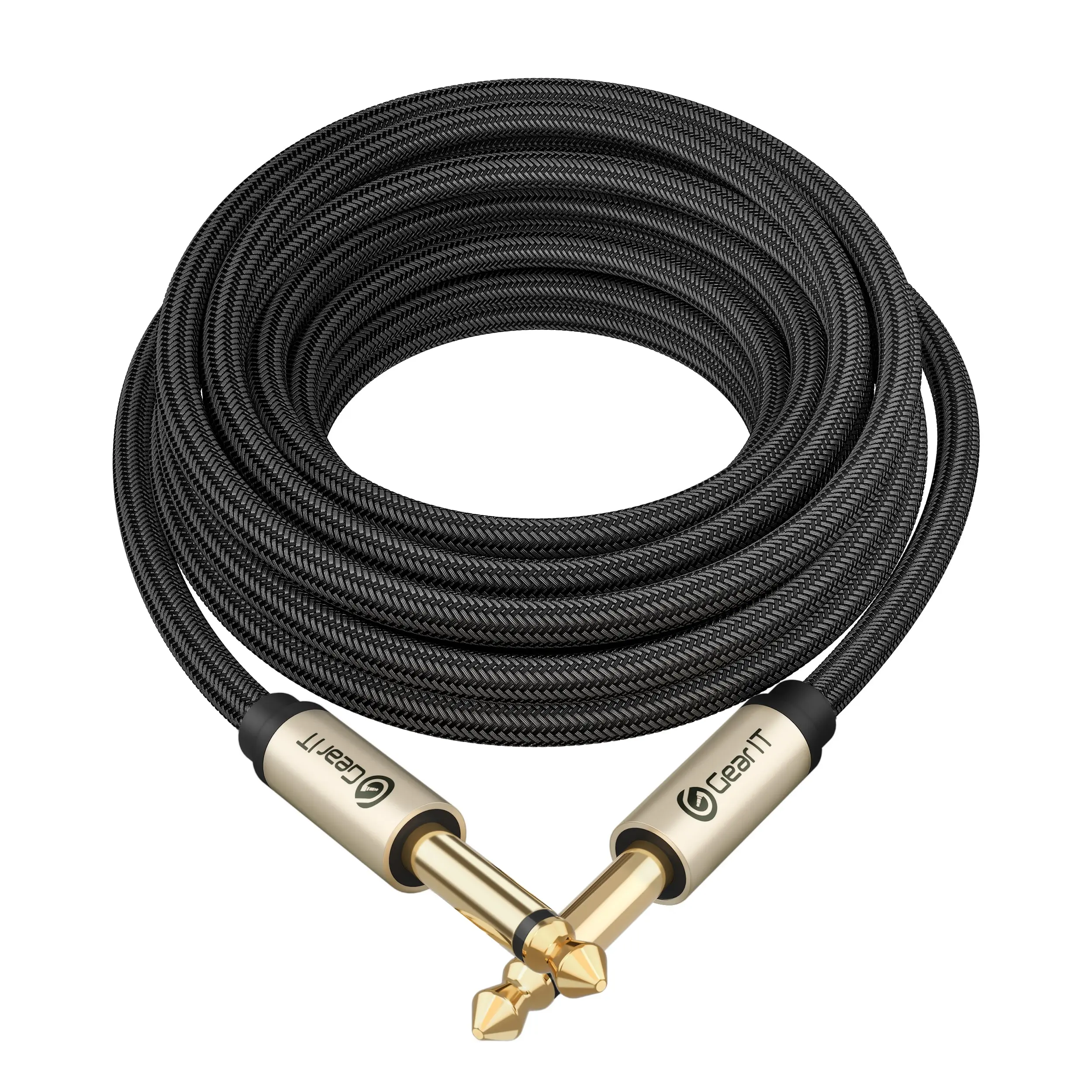 GEARit Guitar Instrument Cable - Nylon Braided 1/4 in TS Straight Male-to-Male Cable Accessory for Bass Guitars, Music Gear GEARit Guitar Instrument Cable - Nylon Braided 1/4 in TS Straight Male-to-Male Cable Accessory for Bass Guitars, Music Gear