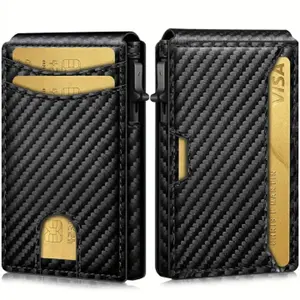 Wallet for Men RFID Wallet with Slim Pop Up Card Holder for 10-12 Cards, Smart Minimalist Credit Card Holder with ID Window, Bifold Wallet for Front Pocket, Christmas Gifts for Men